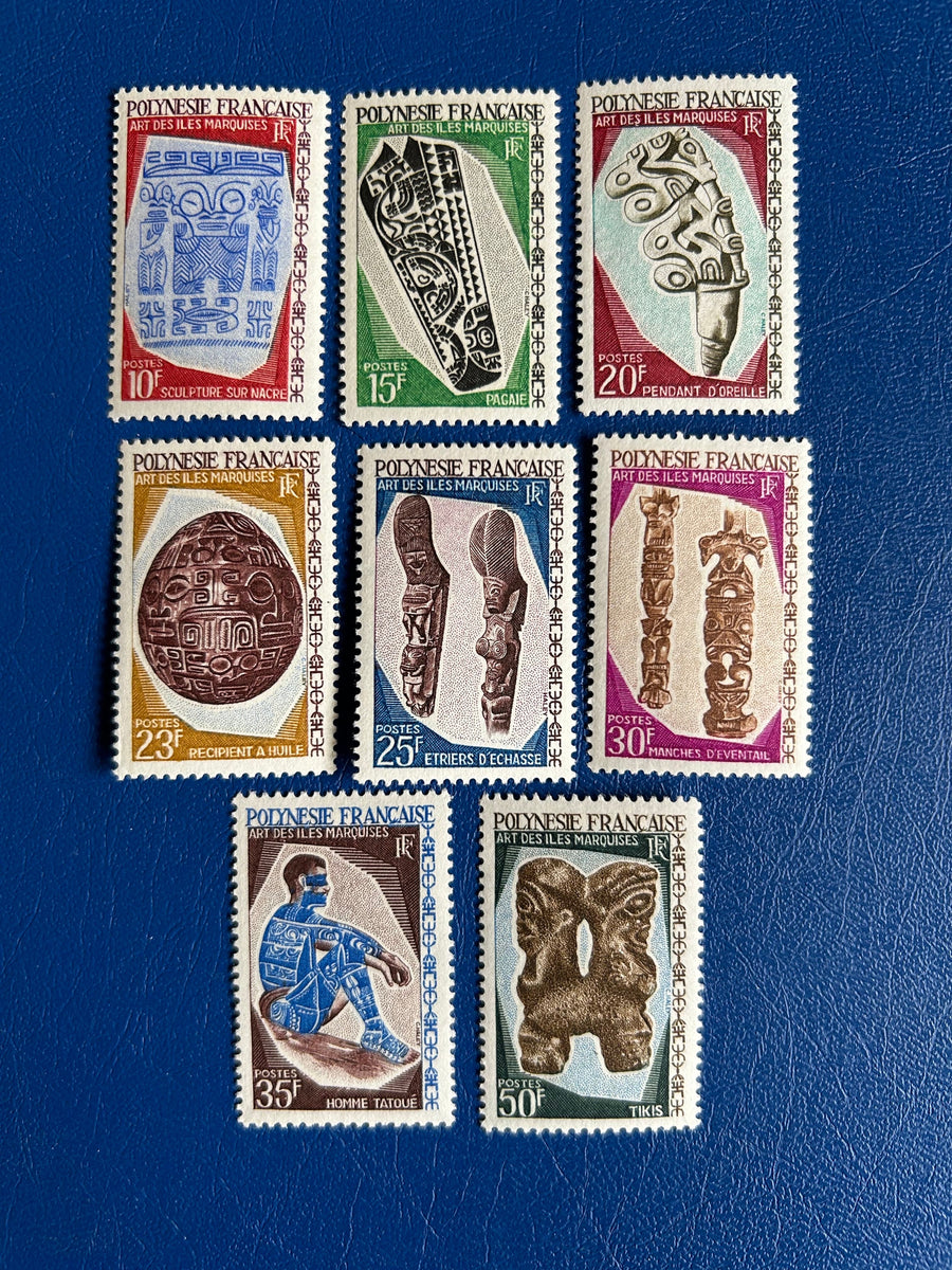 French Polynesia - Original Vintage Postage Stamps- 1967 - Polynesian Art - for the collector, artist or crafter