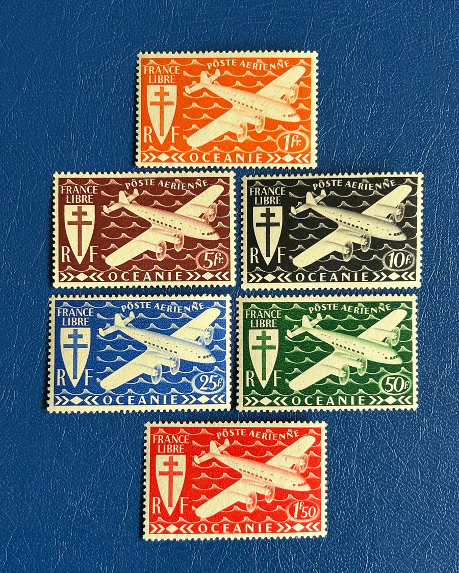 French Oceania - Original Vintage Postage Stamps- 1942 - Airmail - for the collector, artist or crafter