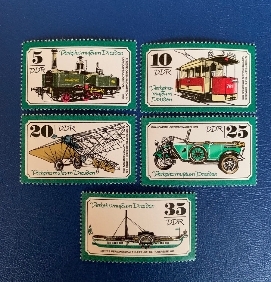 Germany (DDR) - Original Vintage Postage Stamps- 1977 Dresden Traffic Museum - for the collector, artist or crafter