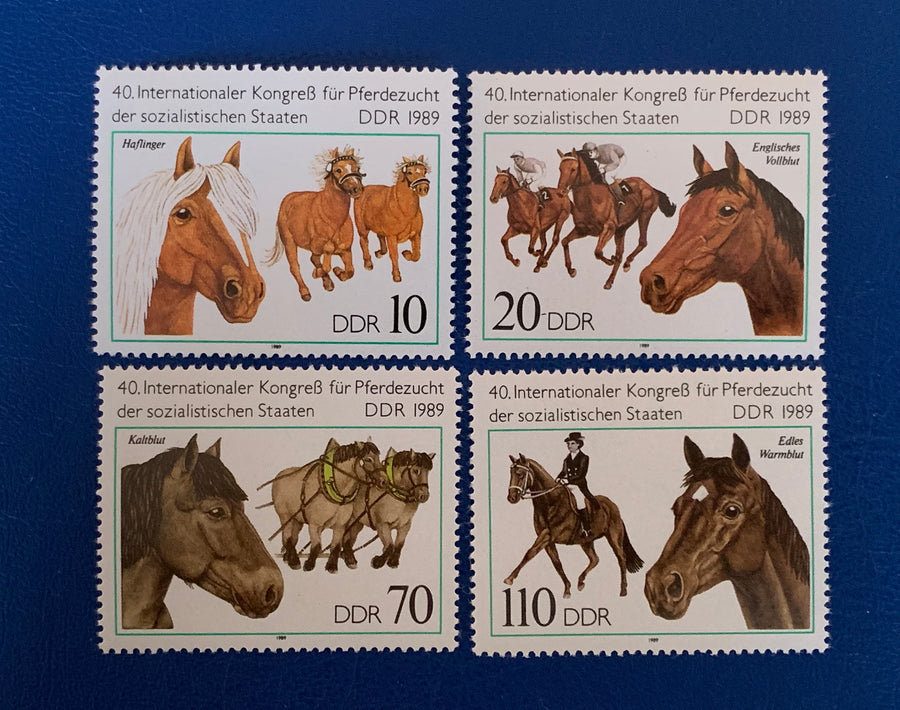 Germany (DDR) - Original Vintage Postage Stamps- 1989 Horse Breeding - for the collector, artist or crafter