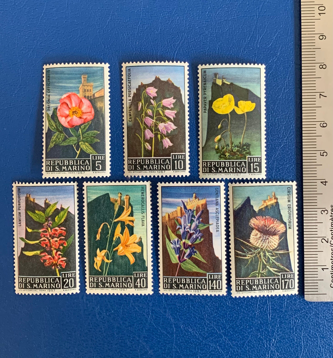 San Marino - Original Vintage Postage Stamps- 1967 Flowers - for the collector, artist or crafter