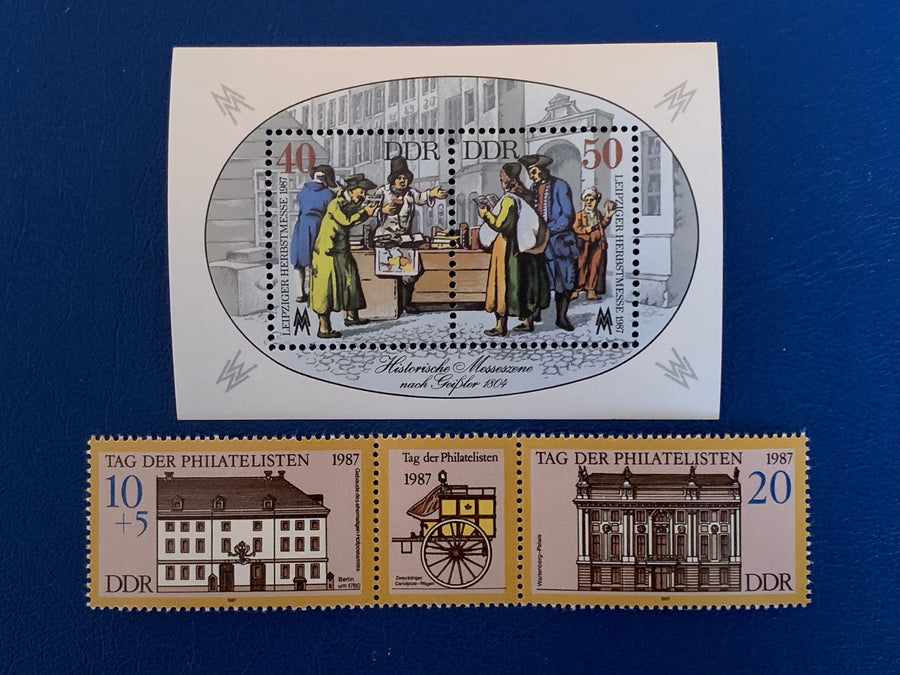 Germany (DDR) - Original Vintage Postage Stamps- 1988 Autumn Fair & Philatelist Day - for the collector, artist or crafter