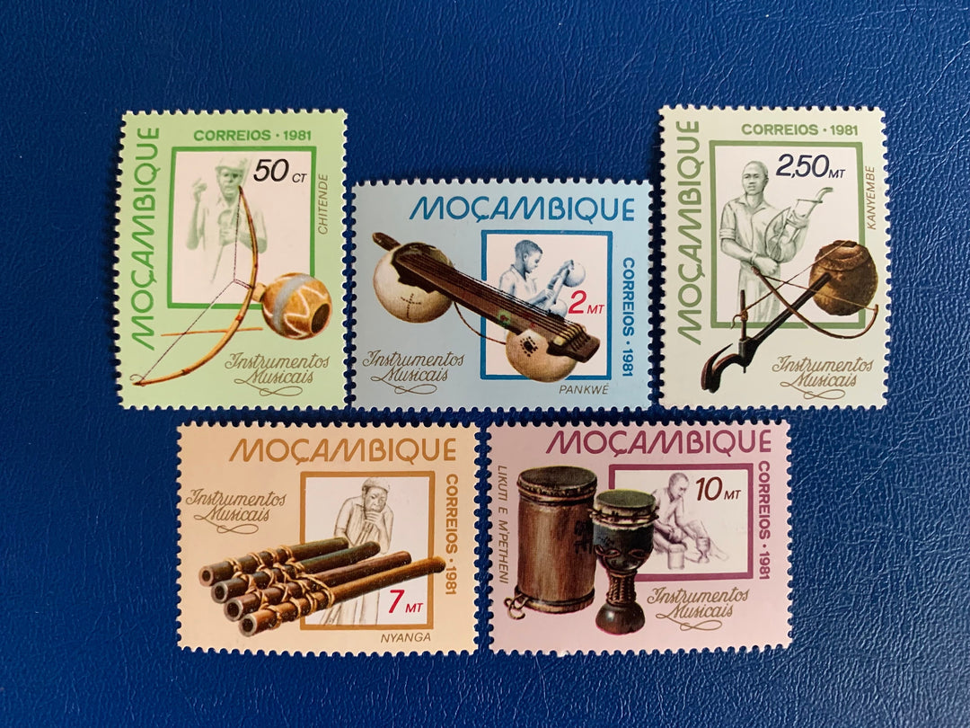 Mozambique - Original Vintage Postage Stamps- 1981 - Musical Instruments - for the collector, artist or crafter