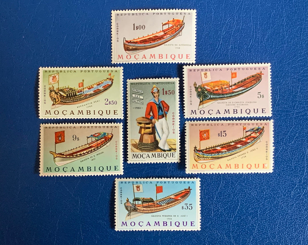 Mozambique - Original Vintage Postage Stamps- 1964 - Shallops - for the collector, artist or crafter