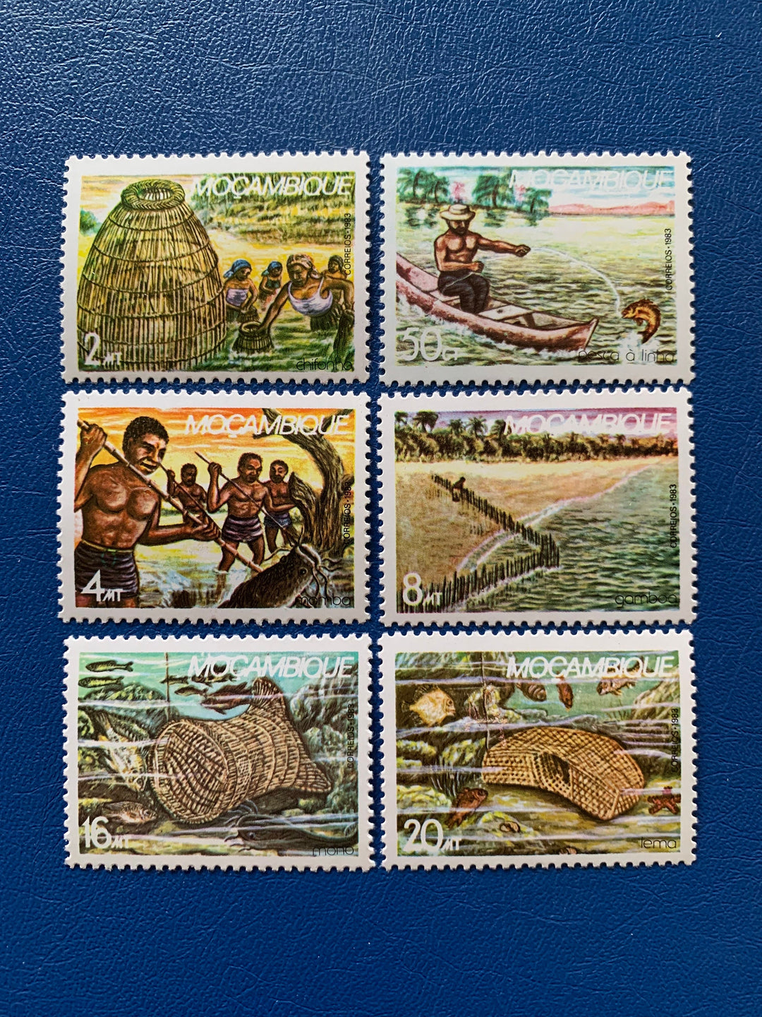 Mozambique - Original Vintage Postage Stamps- 1983 - Fishing - for the collector, artist or crafter