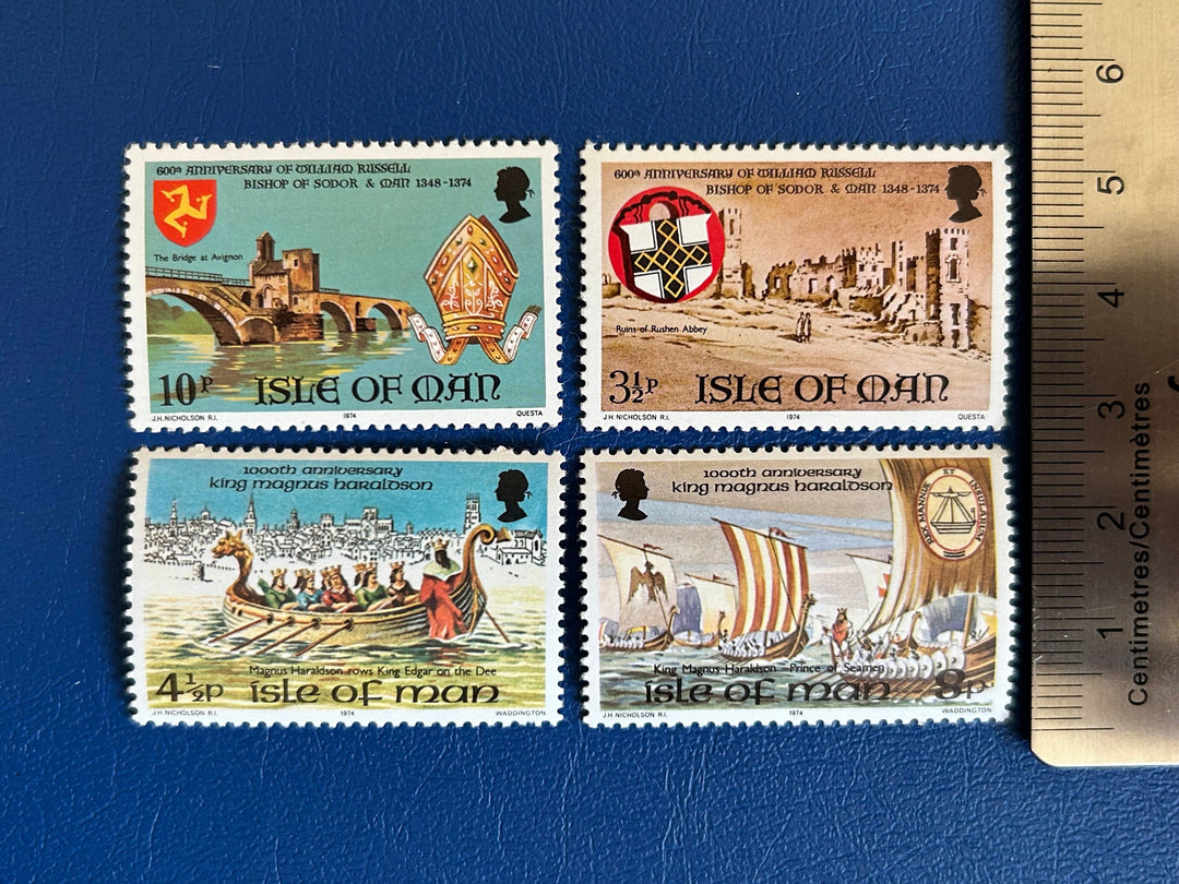 Isle of Man - Original Vintage Postage Stamps - 1974 Historical Events - for the collector, artist or crafter