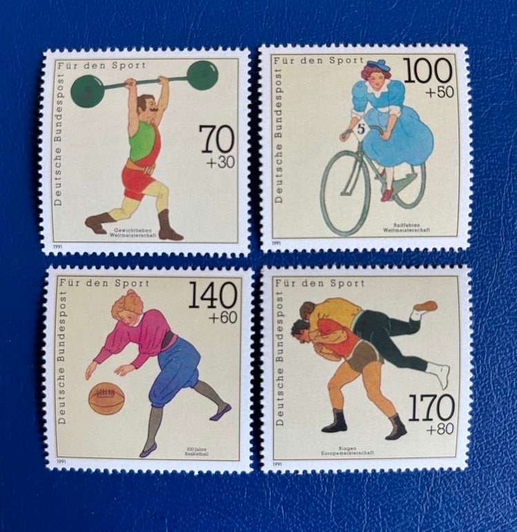 West Germany - Original Vintage Postage Stamps- 1991 - Historical Sports - for the collector, artist or crafter