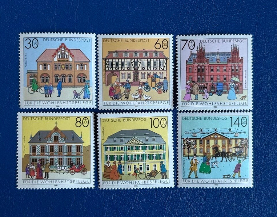 West Germany - Original Vintage Postage Stamps- 1991 - Postal Buildings - for the collector, artist or crafter
