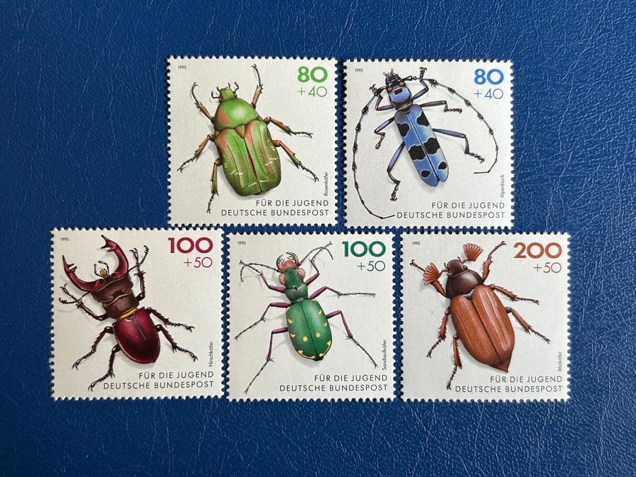 West Germany - Original Vintage Postage Stamps- 1993 - Endangered Beetles - for the collector, artist or crafter