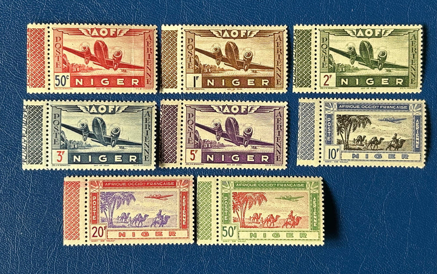 Niger - Original Vintage Postage Stamps- 1942 - Airplane over Landscape - for the collector, artist or crafter