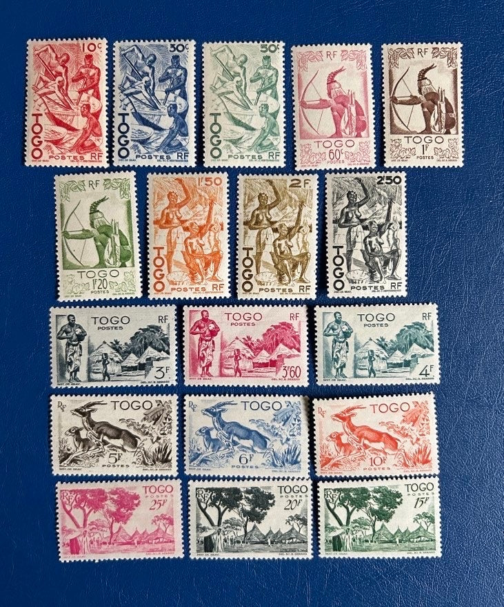 Togo - Original Vintage Postage Stamps- 1947 - Images of the Indigenous Peoples - for the collector, artist or crafter