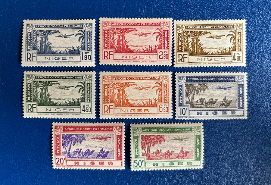 Niger - Original Vintage Postage Stamps- 1942 - Airplanes over Landscape - for the collector, artist or crafter