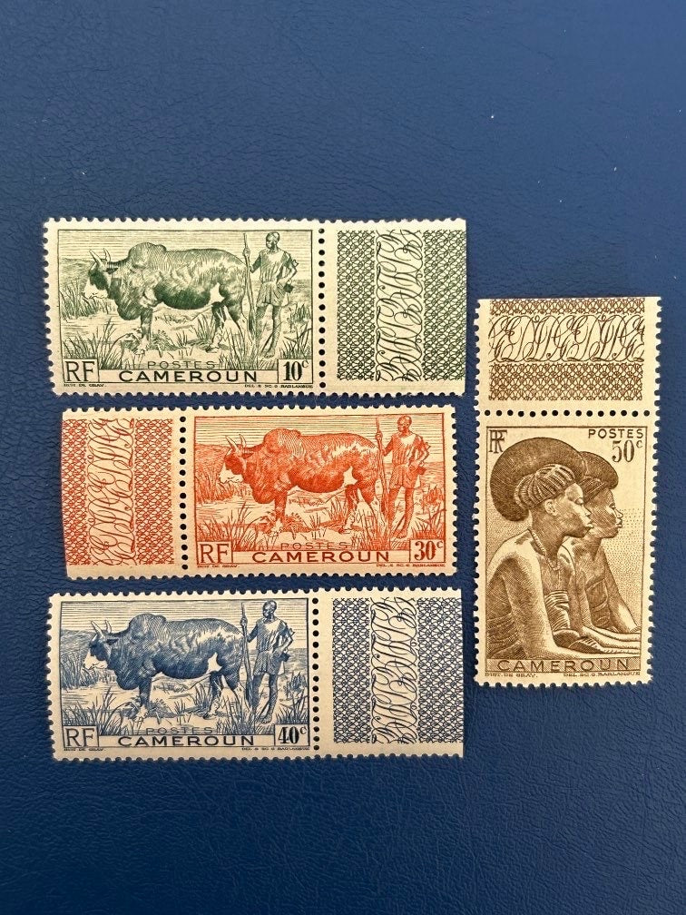 Cameroon - Original Vintage Postage Stamps- 1946 Women & Agricultural - for the collector, artist or crafter