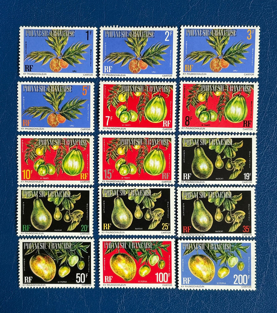 French Polynesia - Original Vintage Postage Stamps- 1977 - Polynesian Fruit - for the collector, artist or crafter