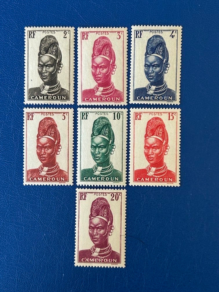 Cameroon - Original Vintage Postage Stamps- 1939 Woman of Lamibo - for the collector, artist or crafter