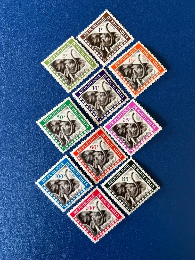 Upper Volta - Original Vintage Postage Stamps- 1963 - African Elephant - for the collector, artist or crafter