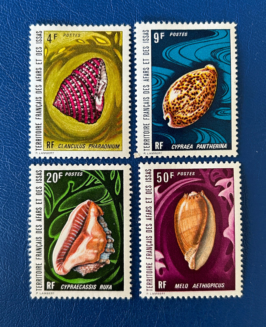 French Afars & Issas - Original Vintage Postage Stamps- 1972 - Shells - for the collector, artist or crafter