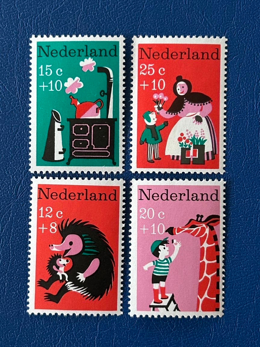Netherlands- Original Vintage Postage Stamps- 1967- Nursery Rhymes- for the collector, artist or crafter- scrapbooks, journals