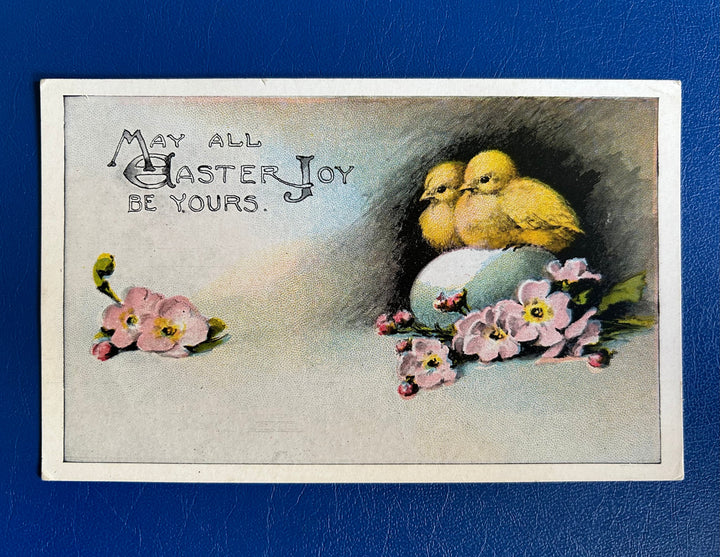 Easter Postcard - Vintage Unused Easter Card - Chicks on an Egg