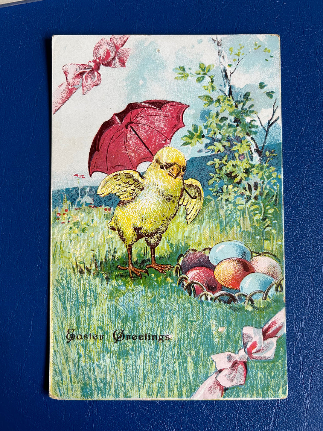 Easter Postcard - Vintage Easter Card - Duck with Umbrella