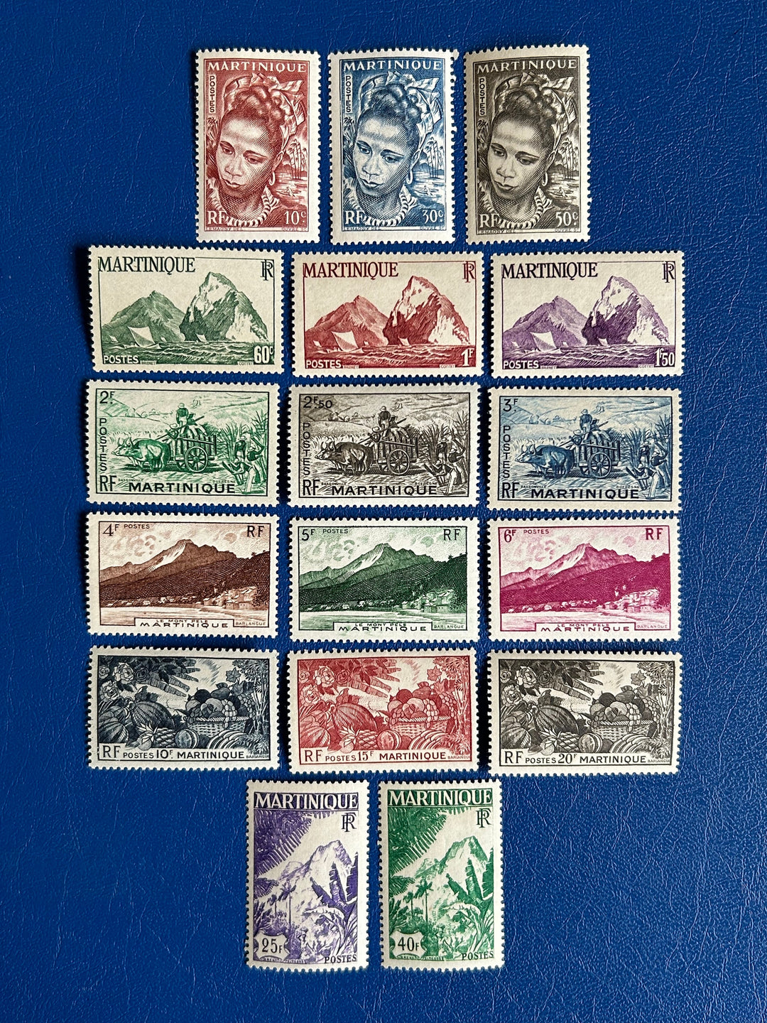 Martinique - Original Vintage Postage Stamps- 1947 - Definitives: Local Motifs - for the collector, artist or crafter