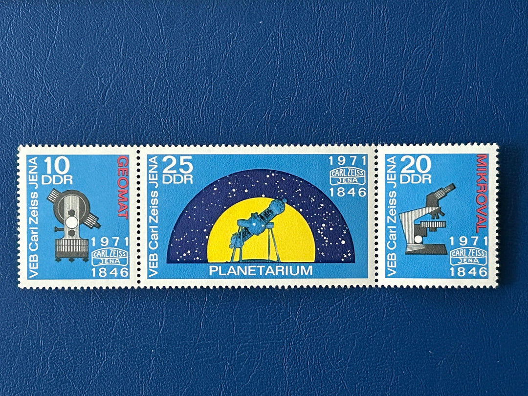 Germany (DDR) - Original Vintage Postage Stamps- 1971 - Carl Zeiss (Microscope, Geodetic Device, Planetarium)