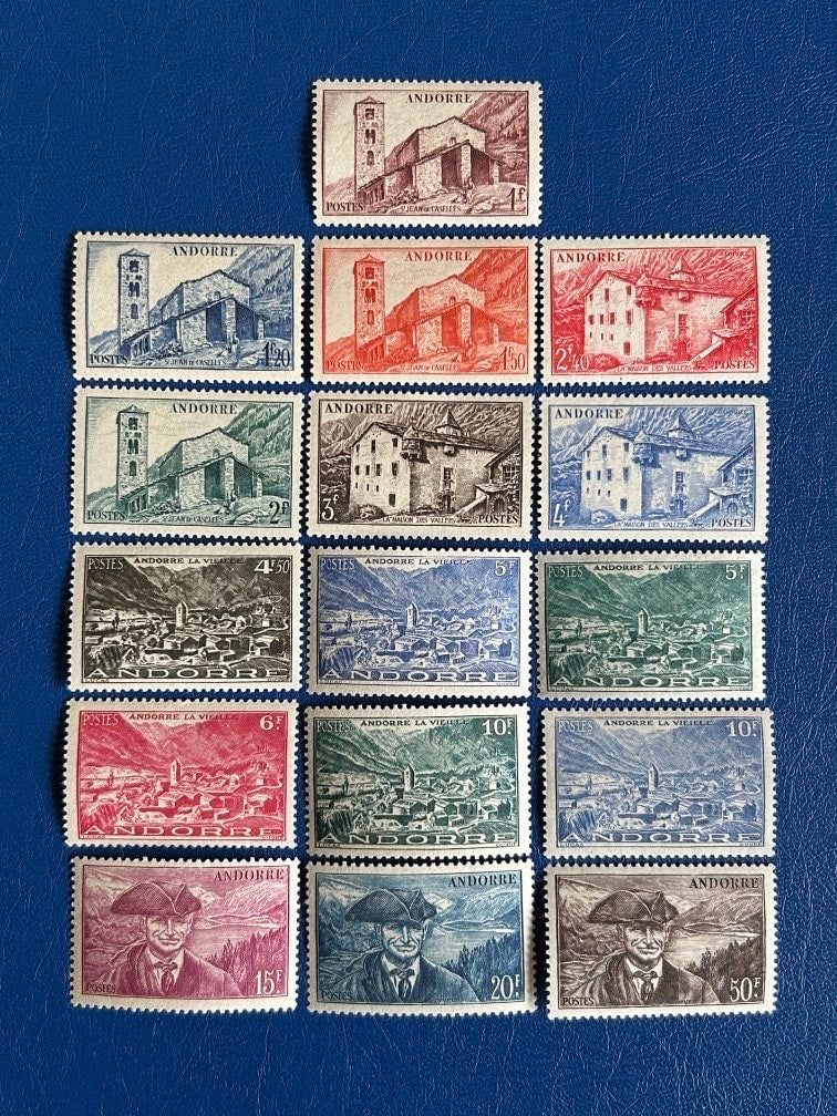 French Andorra - Original Vintage Postage Stamps- 1944 - Landscapes - for the collector, artist or crafter