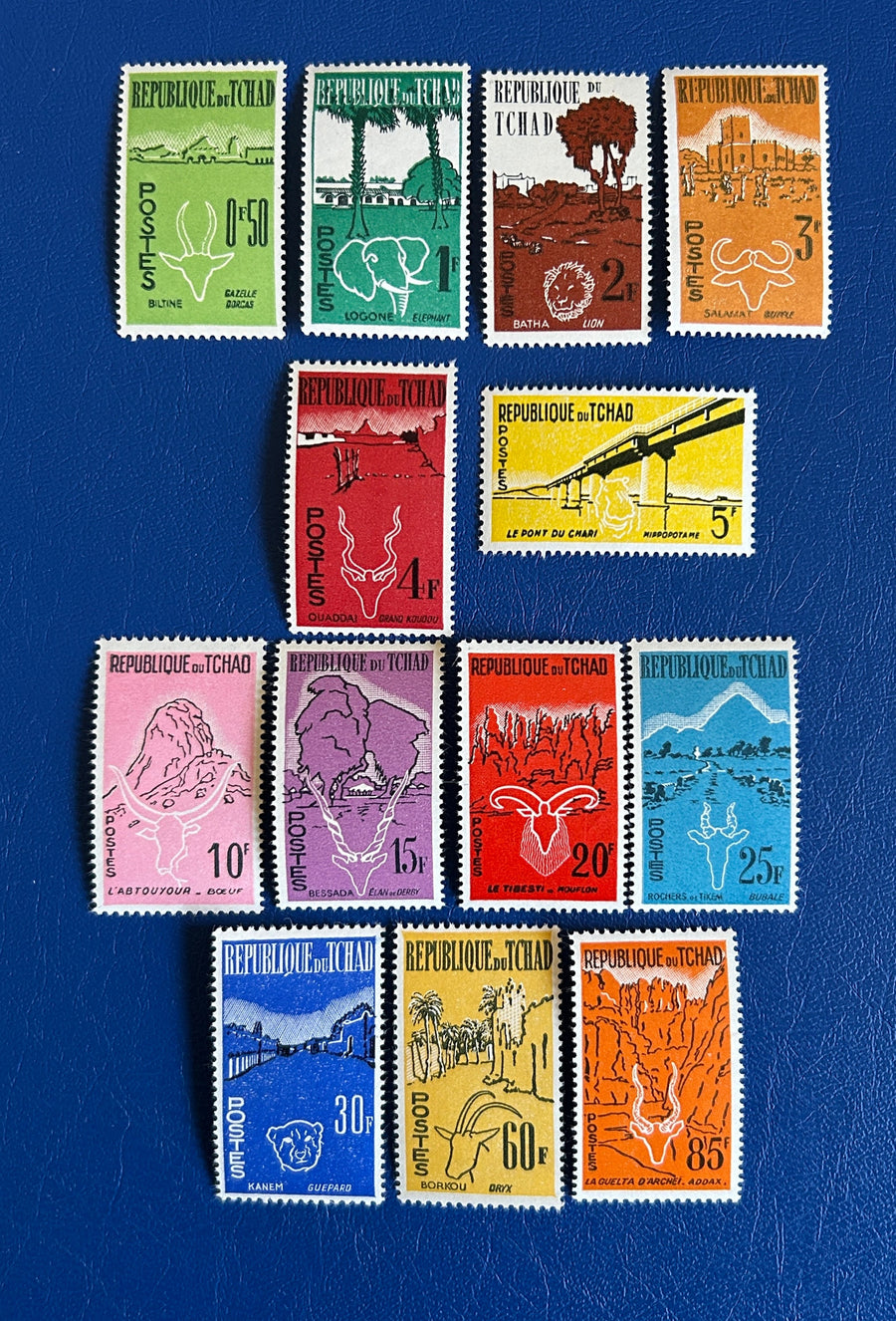 Republic of Chad - Original Vintage Postage Stamps- 1962 - Animals & Landscapes - for the collector, artist or crafter