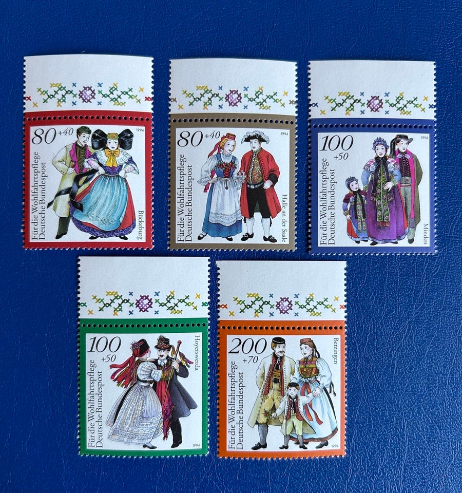 West Germany - Original Vintage Postage Stamps- 1994 - German Costumes - for the collector, artist or crafter