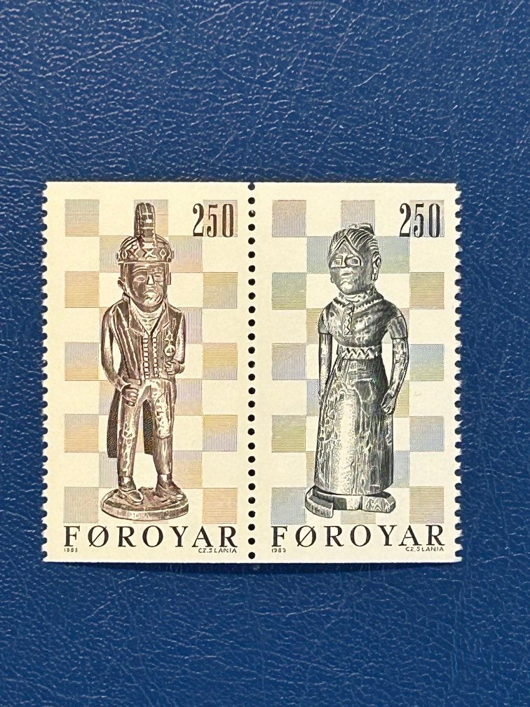 Faroe Islands- Original Vintage Postage Stamps- 1983 - Chess Figures - for the collector, artist or crafter