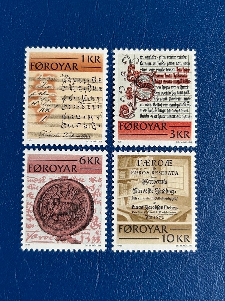 Faroe Islands- Original Vintage Postage Stamps- 1981 Historical Documents - for the collector, artist or crafter