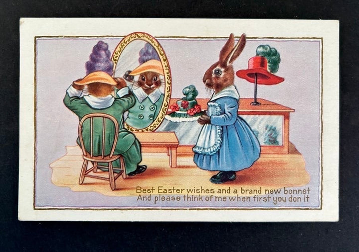 Easter Postcard - Vintage/Antique Easter Card - Early 1900s - Bunny Hat Shop