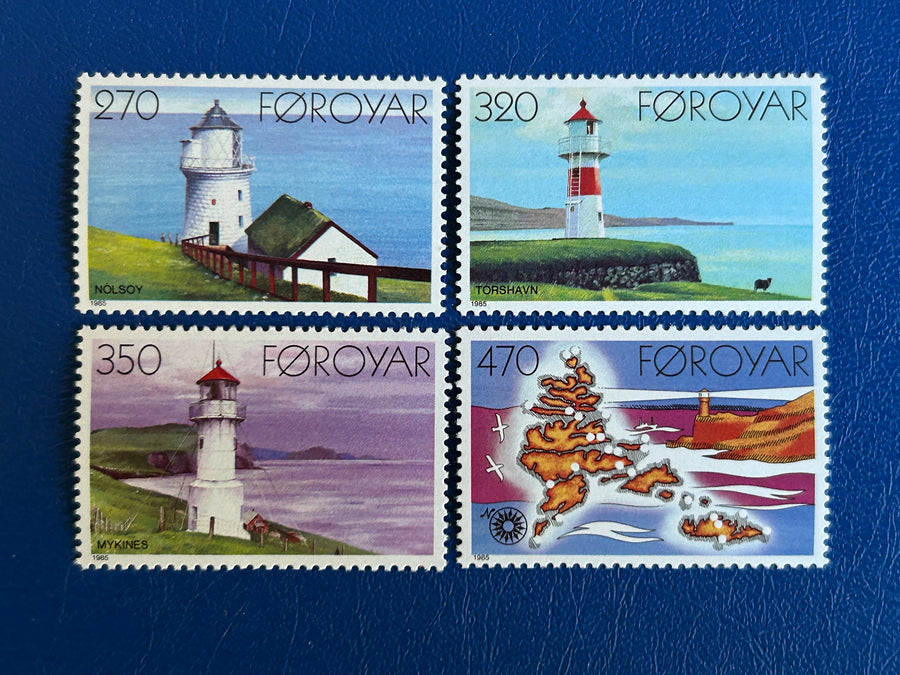 Faroe Islands- Original Vintage Postage Stamps- 1985 - Lighthouses - for the collector, artist or crafter