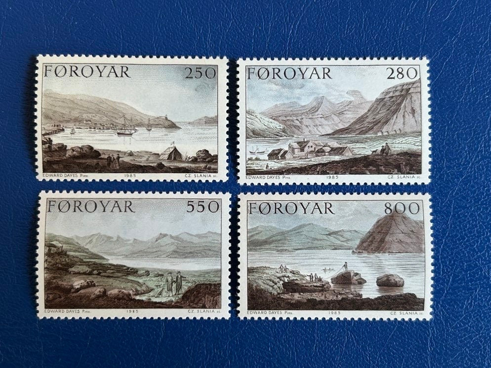 Faroe Islands- Original Vintage Postage Stamps- 1985 - Landscape Art - for the collector, artist or crafter