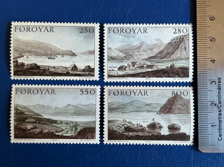 Faroe Islands- Original Vintage Postage Stamps- 1985 - Landscape Art - for the collector, artist or crafter