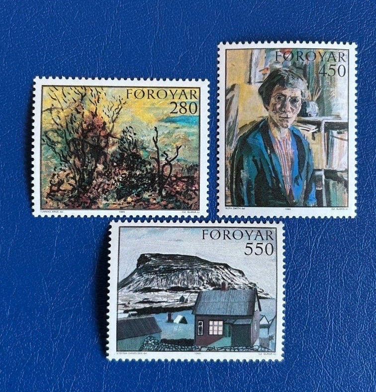 Faroe Islands- Original Vintage Postage Stamps- 1985 - Faroe Art - for the collector, artist or crafter