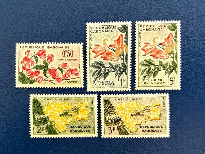 Gabon - Original Vintage Postage Stamps- 1961 Flowers - for the collector, artist or crafter