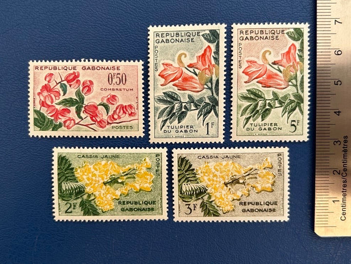 Gabon - Original Vintage Postage Stamps- 1961 Flowers - for the collector, artist or crafter
