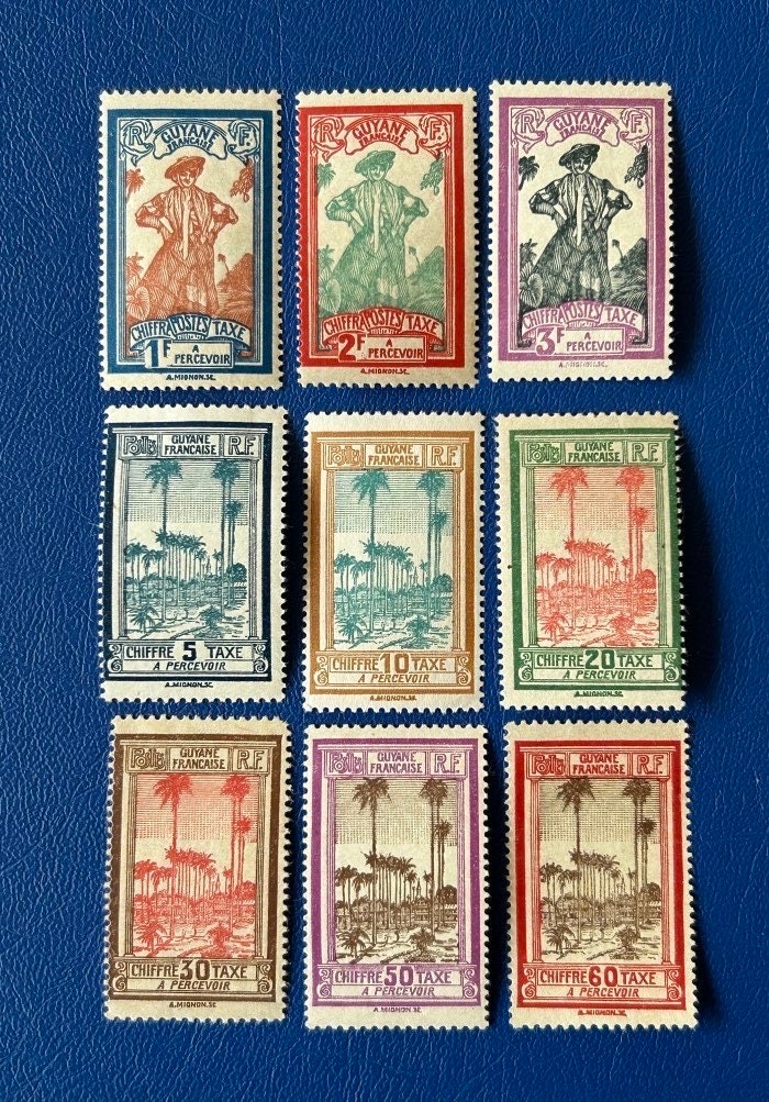 French Guyana - Original Vintage Postage Stamps- 1929 - Postage Due - for the collector, artist or crafter