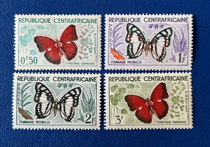 Central African Republic - Original Vintage Postage Stamps- 1961 - Butterflies - for the collector, artist or crafter