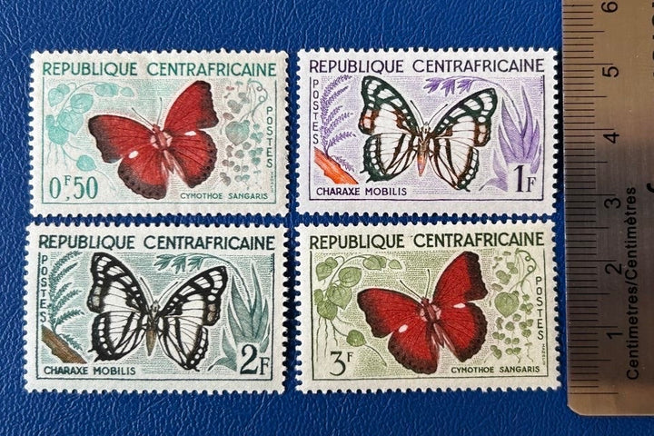 Central African Republic - Original Vintage Postage Stamps- 1961 - Butterflies - for the collector, artist or crafter