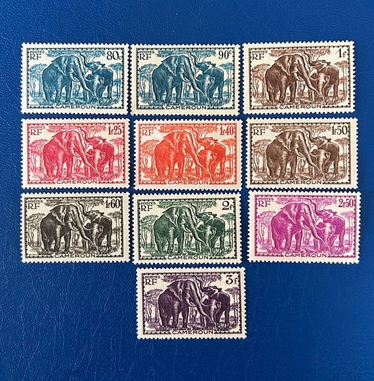 Cameroon - Original Vintage Postage Stamps- 1939 African Elephant - for the collector, artist or crafter