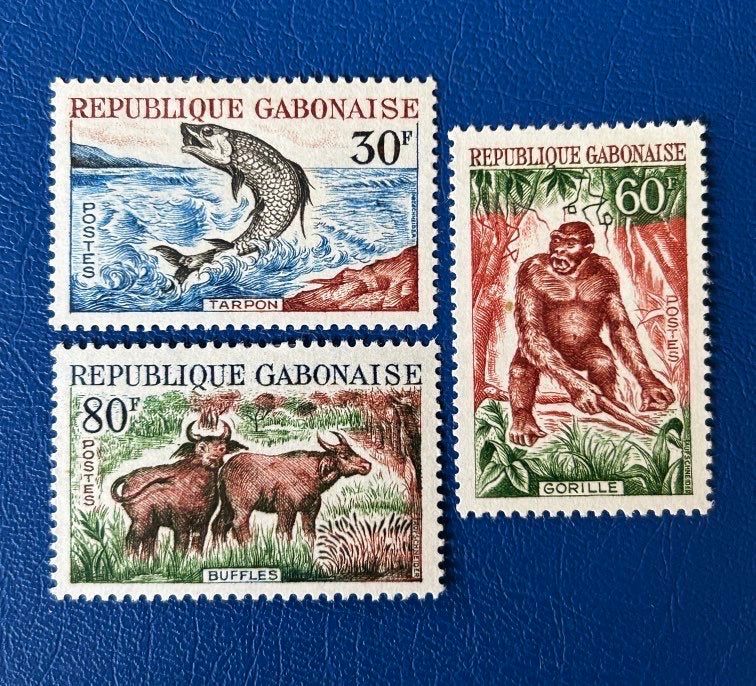 Gabon - Original Vintage Postage Stamps- 1964 Fauns - for the collector, artist or crafter