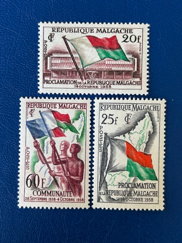 Madagascar - Original Vintage Postage Stamps- 1959 - Proclamation of Republic - for the collector, artist or crafter