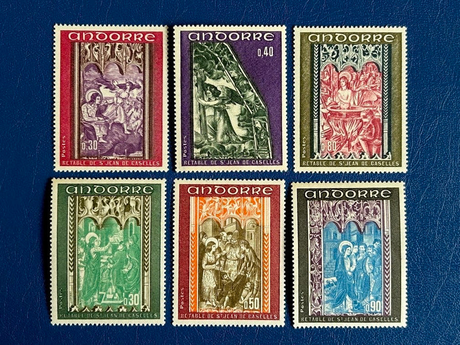 French Andorra - Original Vintage Postage Stamps- 1970/71 - Frescoes - for the collector, artist or crafter