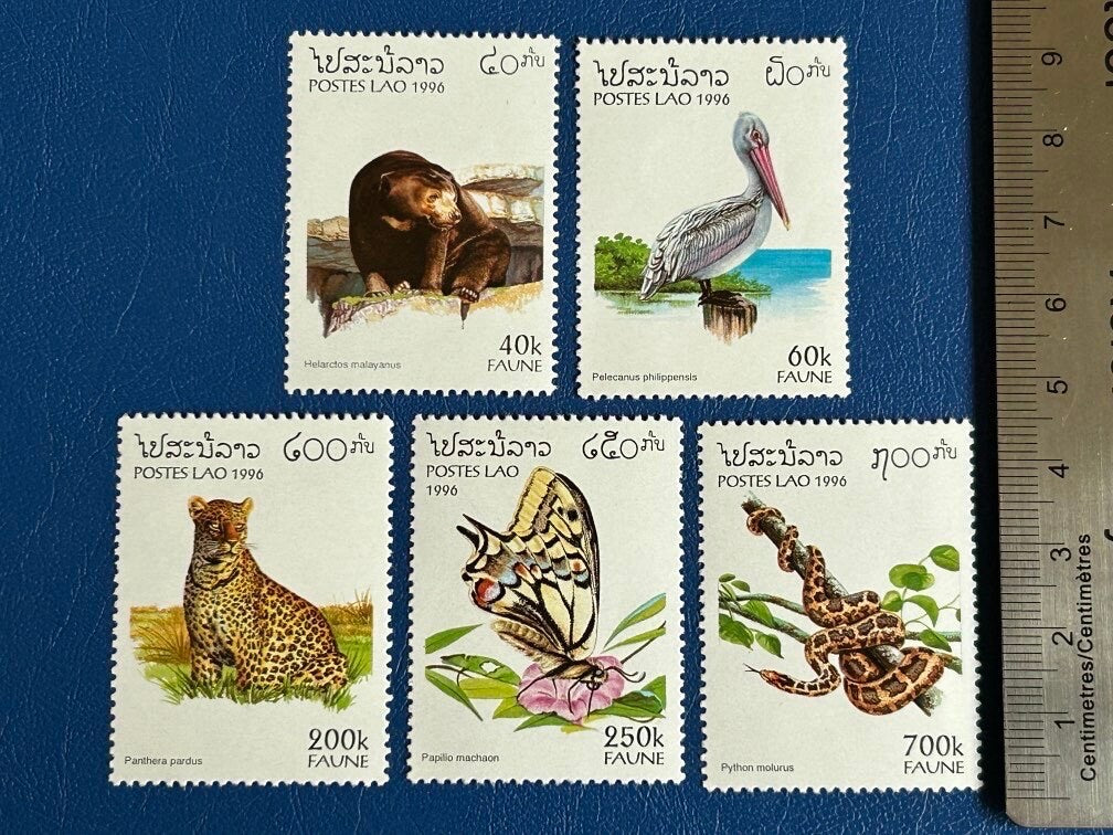 Laos - Original Vintage Postage Stamps- 1996 Fauna - for the collector, artist or crafter- scrapbooks, collage, decoupage