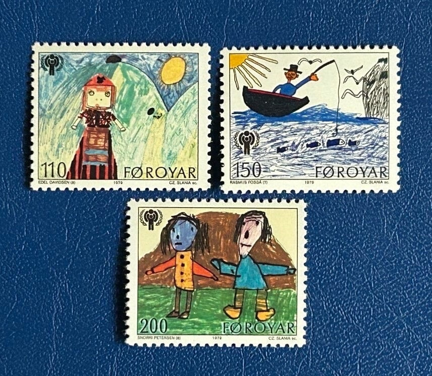 Faroe Islands- Original Vintage Postage Stamps- 1979 International Year of the Child - for the collector, artist or crafter