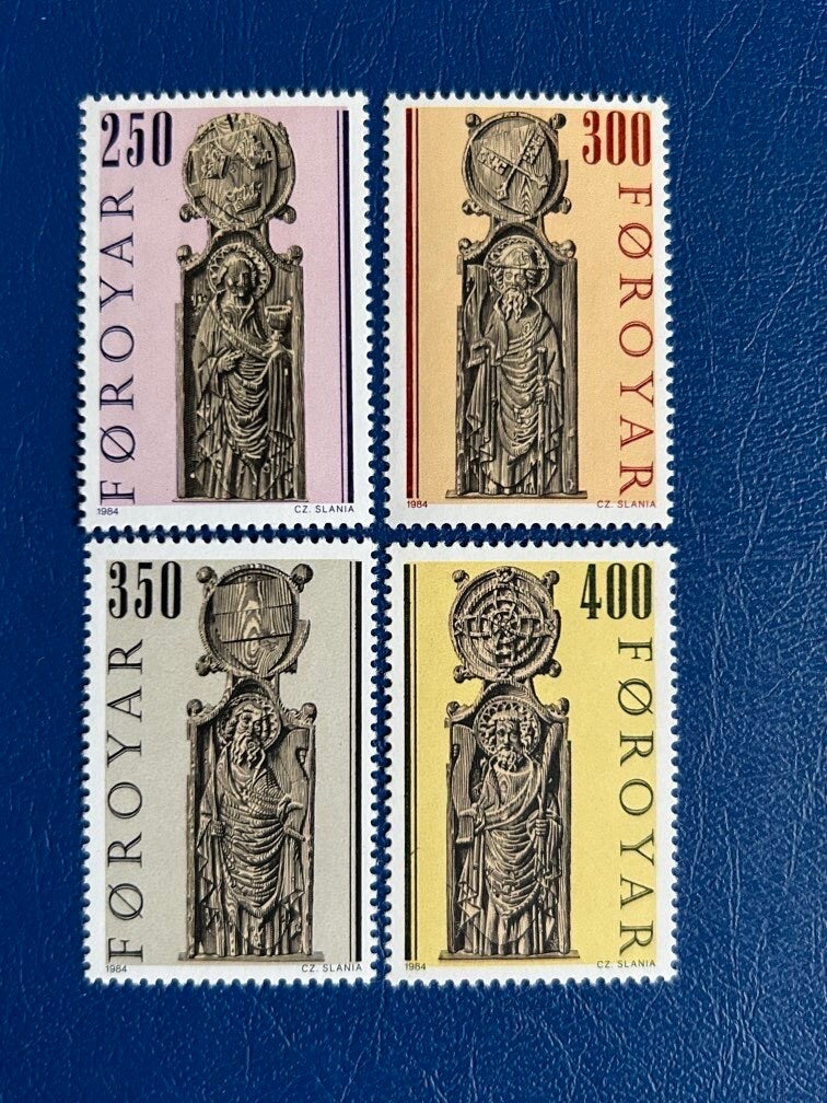 Faroe Islands- Original Vintage Postage Stamps- 1984 - Church Chairs - for the collector, artist or crafter