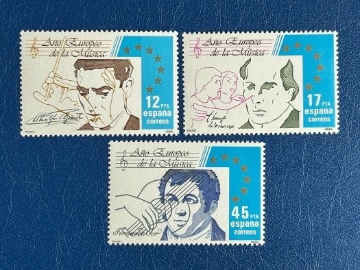 Spain - Original Vintage Postage Stamps- 1985 European Year of Music - for the collector, artist or crafter
